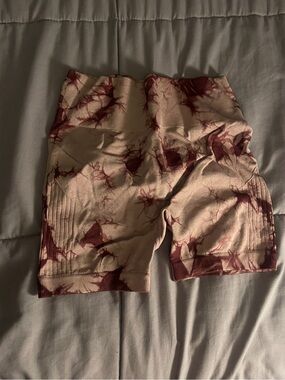 Pink and Burgundy Tie-Dye Biker Shorts